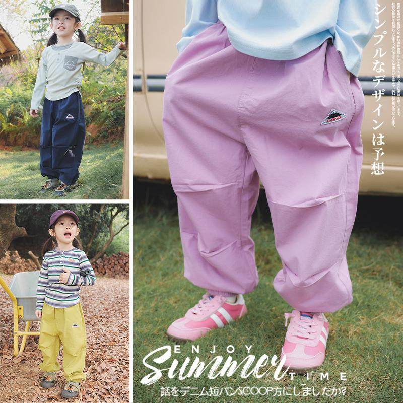 儿童长裤25春季新款男女童户外速干裤防水防污束脚工装裤运动裤潮