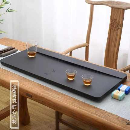 【热销】天然乌金石茶盘家用大号新款套装简约格调石头小茶台茶盘
