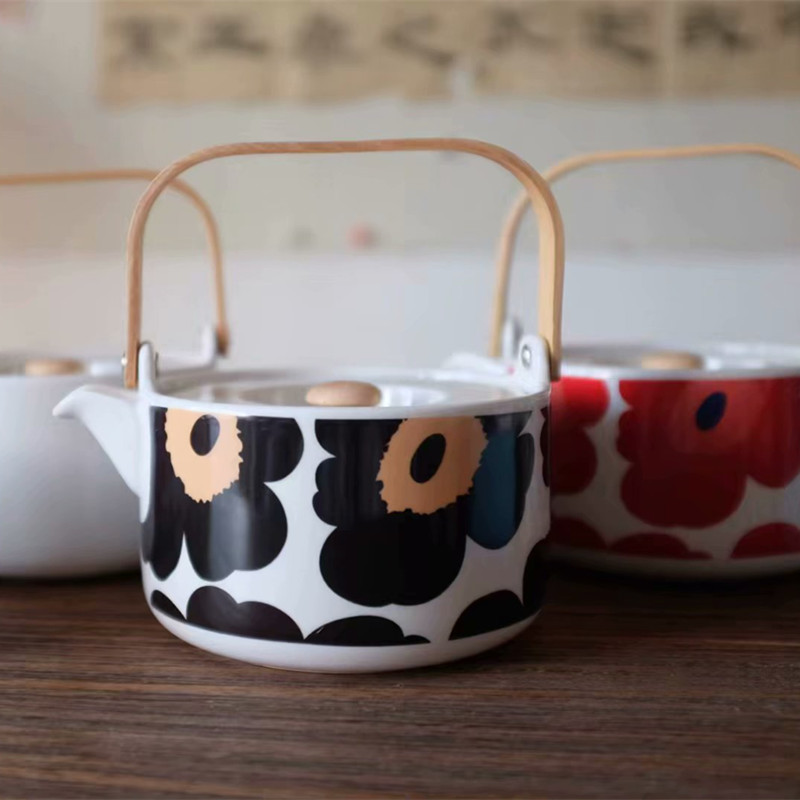 杂置社北欧罂栗花朵咖啡壶提梁