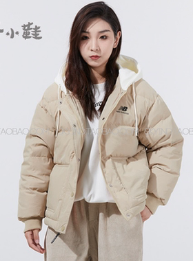 New BalanceNB女休闲潮服短款羽绒服保暖连帽外套AWJ14362-BK-PEB