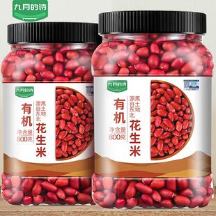 东北有机生花生米800g新鲜带皮2024年红皮衣原味晒干新货