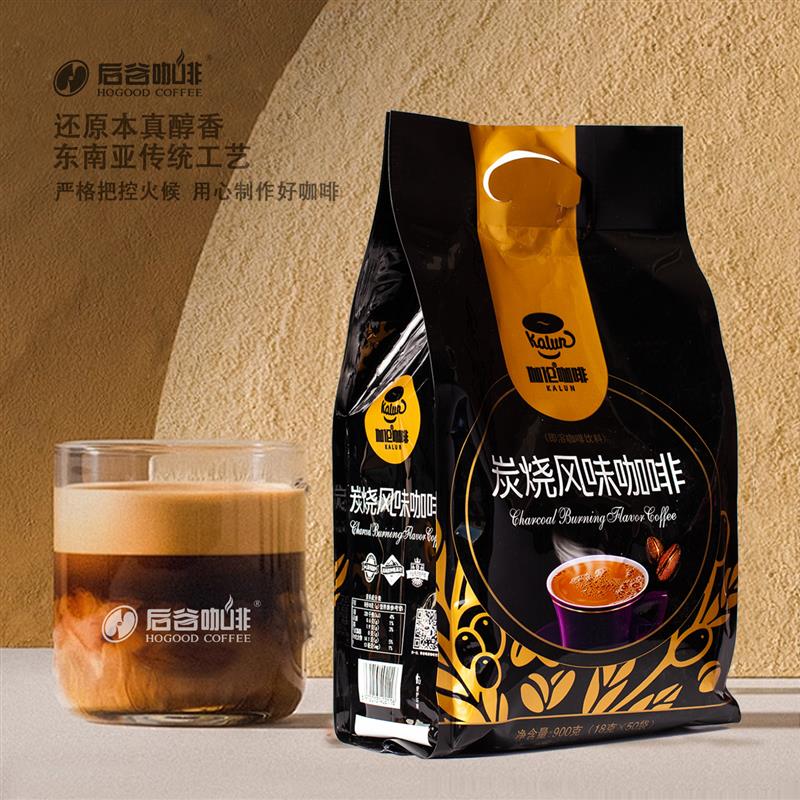 后谷炭烧加糖加奶三合一速溶咖啡50条*18克*1袋 云南小粒咖啡