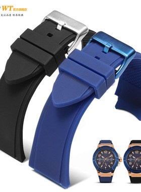 适配GUESS盖尔斯原装手表带硅胶男W0247G3 W0040G7凸口蓝色橡胶带
