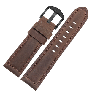 适配卡西欧登山系列prw-6900/6800/3400复古磨砂棕色真皮表带23mm