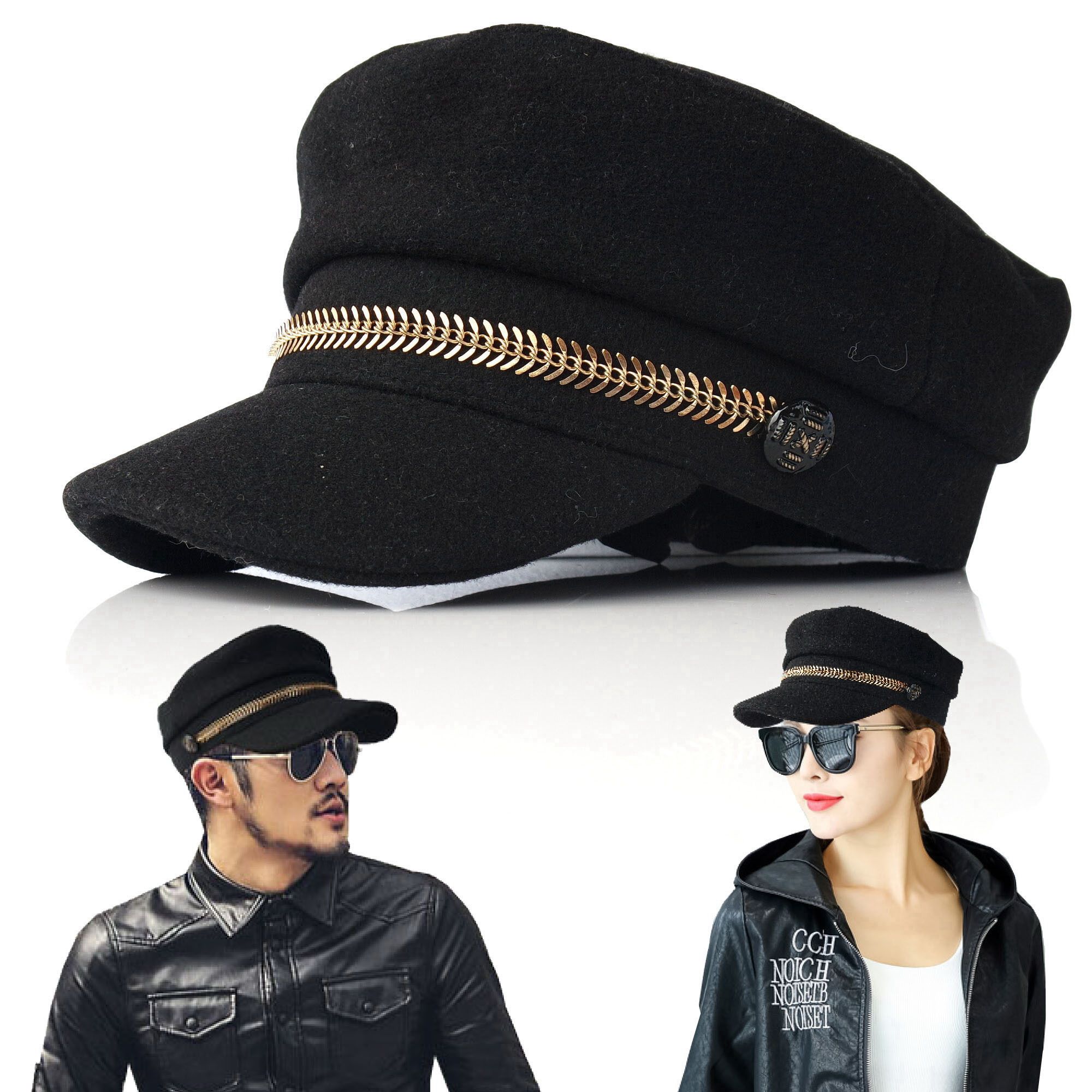 秋冬帽子女韩版机长帽男百搭青年船长帽学生帽鸭舌帽羊毛呢报童帽