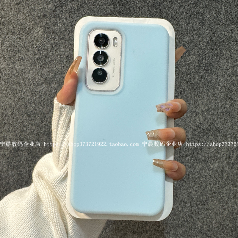 YOONIA适用OPPO手机壳reno12液态硅胶reno12pro果冻保护套全包奶蓝色不褪色小众个性