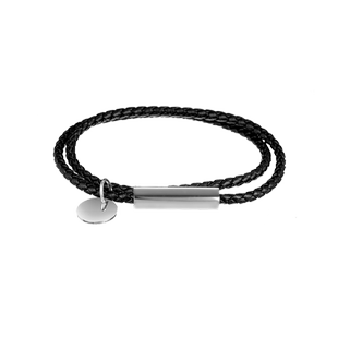 手链男款高级感黑色编织手绳可穿珠皮质手环定制刻字情侣手链礼物