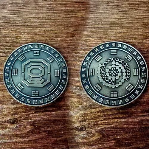 黑洞万缘和合合金纪念币先天八卦后天八卦纪念章双面币古青铜色