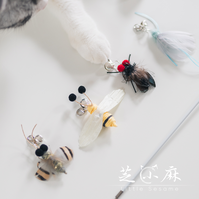逗猫棒套装仿真昆虫加长伸缩杆
