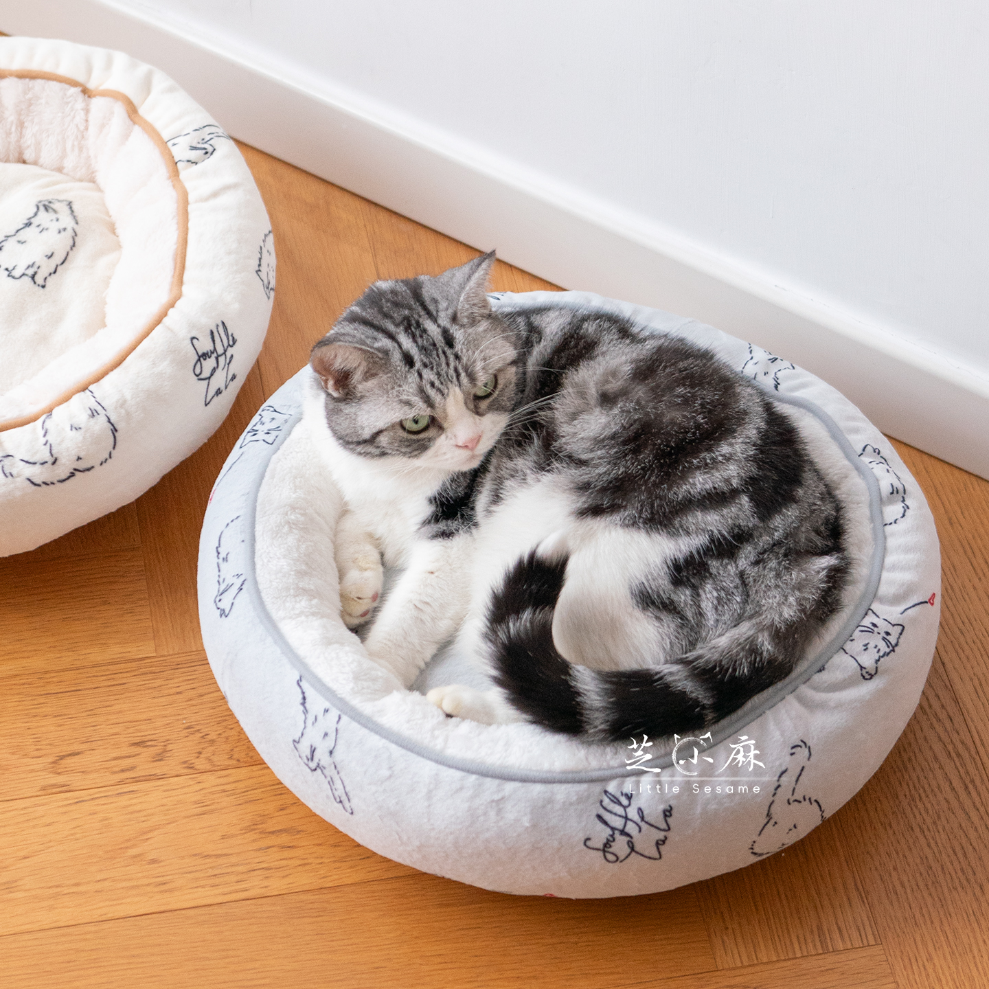 芝小麻温暖绒感宠物圆窝冬季保暖猫窝狗窝狗床猫咪睡垫猫床兔子窝