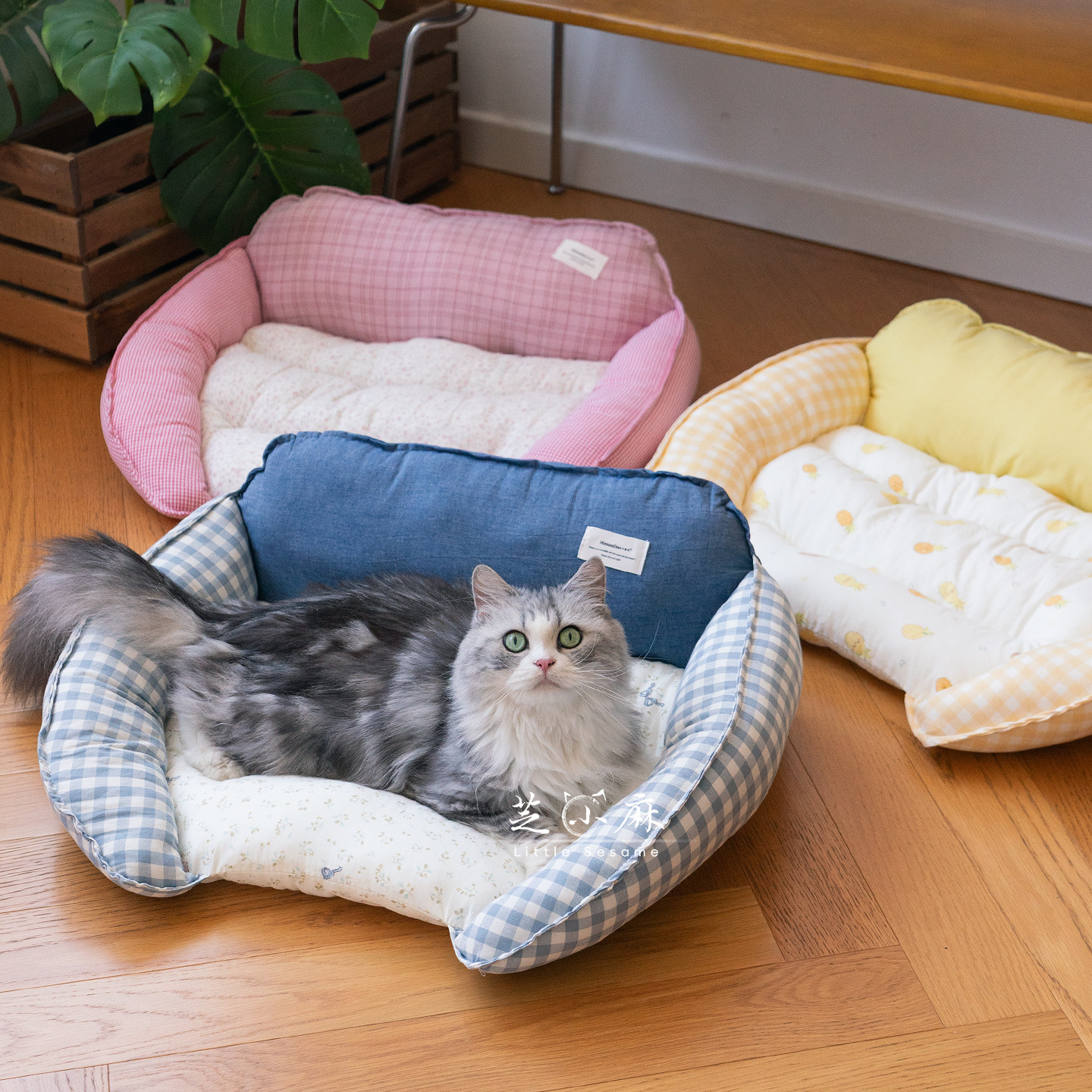 芝小麻小众设计趴趴窝柔软棉布四季通用猫窝狗窝猫咪狗狗轻便睡垫