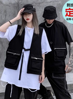 工装马甲背心潮男女定制摄影diy印字图刺绣婚庆导演街舞嘻哈LOGO