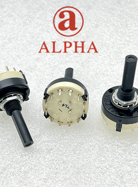 ALPHA阿尔法SR2612F-0112 360度旋转电位器1刀12档波段开关轴长29
