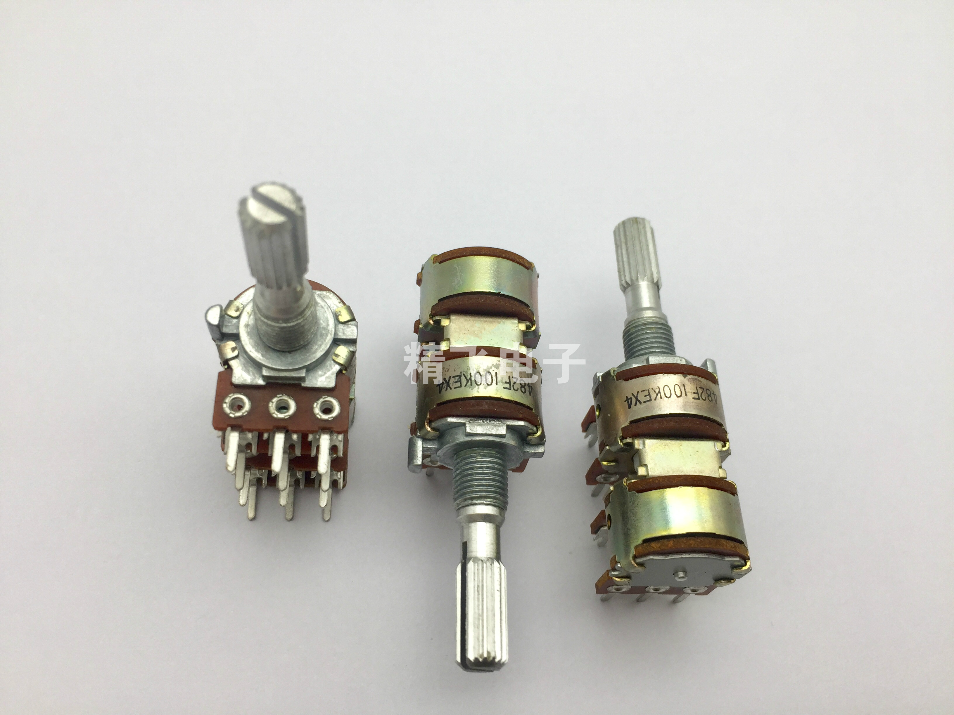 台湾FD福华RK163电位器E100K*4带40定位轴长25MM锯齿