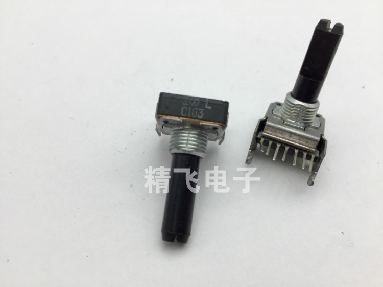 日本NOBLE贵族RK14双联电位器带中心定位C10K轴长23MM