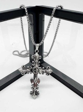 十字架项炼新款小众朋克暗黑覆古女十字架男生长款情侣项炼朋克风