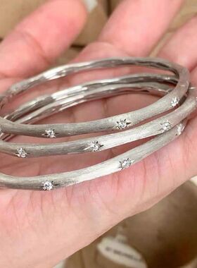 意大利~拉丝工艺绸缎星芒手镯法式复古中古高级感轻奢手环手饰女