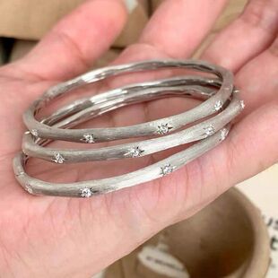 意大利~拉丝工艺绸缎星芒手镯法式复古中古高级感轻奢手环手饰女