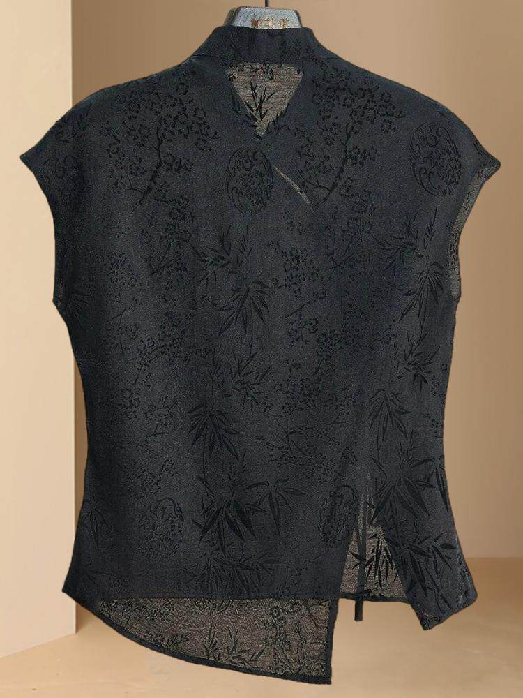 면 린넨 셔츠 린넨 2024 신상 여성 여름 신작 중식 상의 민족 스타일 작은 셔츠 치파오