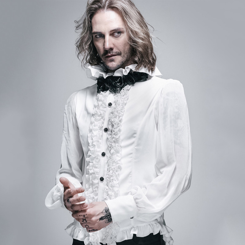 钢铁老爷中世纪英伦爵绅士男装 英伦 复古风玫瑰花不规则痞风衬衫
