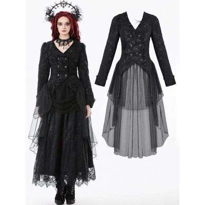 DARK IN LOVE哥特女装天鹅绒提花夹克长款风衣JW298