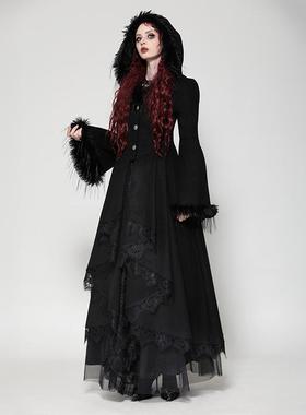 Dark in Love个性原创欧美哥特浪漫哥特毛绒大裙摆外套JW282