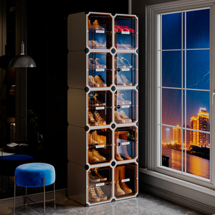 架子 盒收纳盒透明窄小家用门口多层鞋 鞋 柜收纳柜一体靠墙省空间鞋