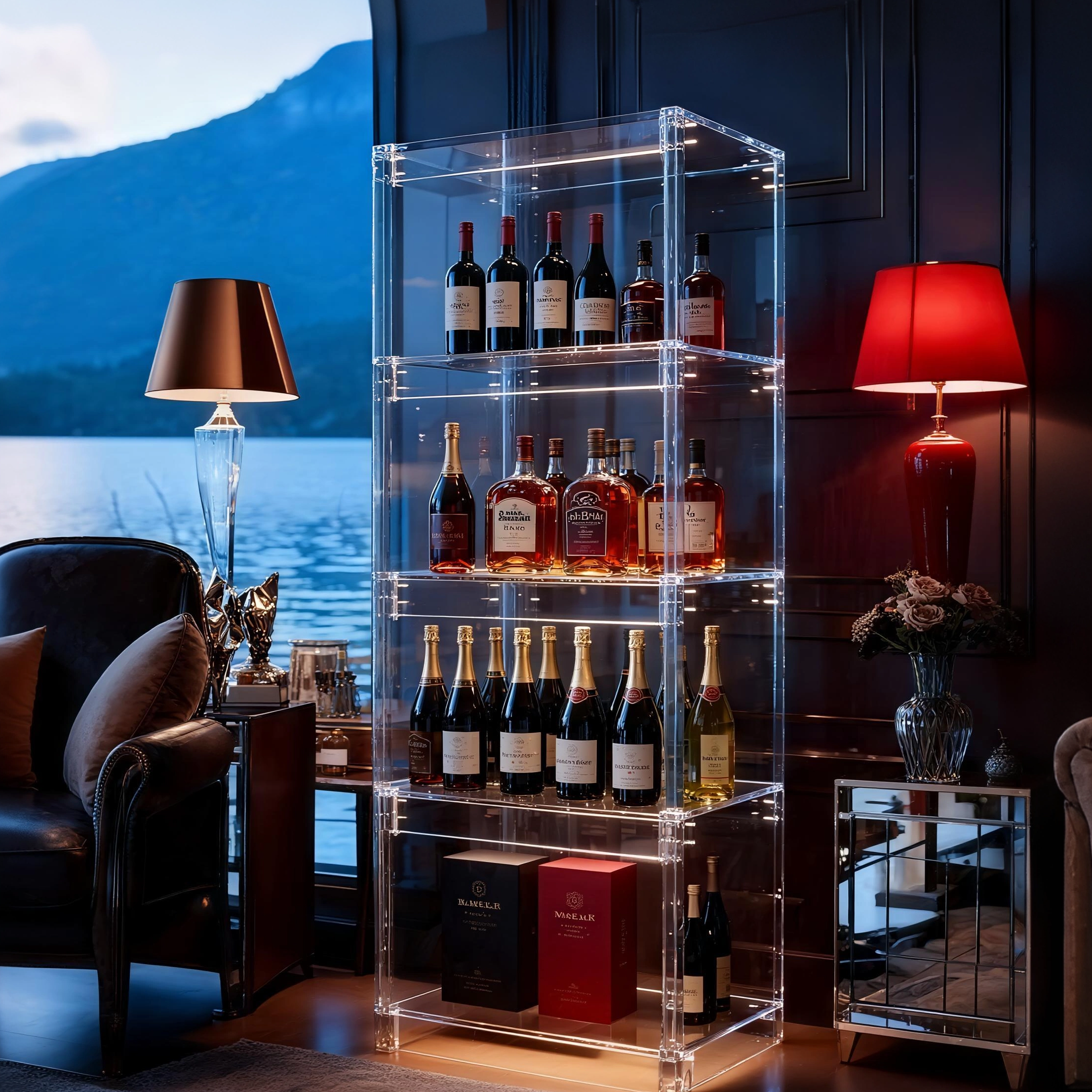 酒柜客厅2025新款高档家用靠墙欧式小酒柜不锈钢展示柜置物陈列架