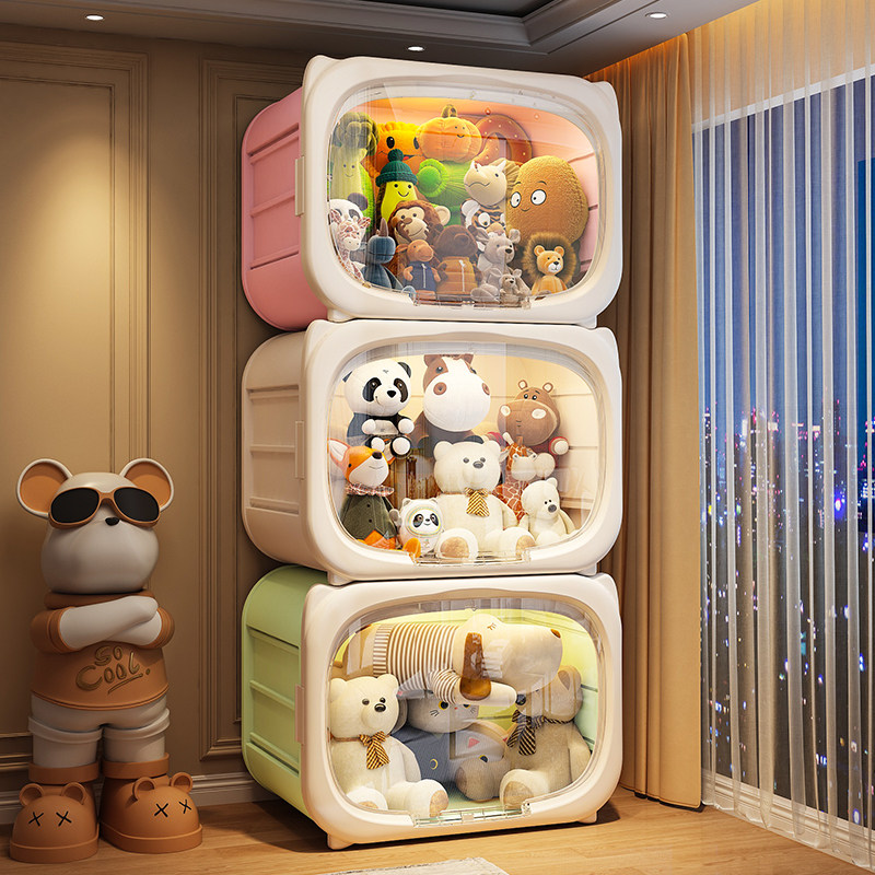 免安装娃娃收纳桶毛绒玩具神器玩偶透明展示柜装布公仔筒箱置物架,收纳整理,脏衣篮,淘宝优惠券,粉丝福利购,淘宝优惠卷