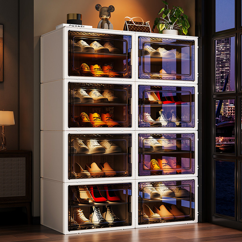 鞋柜家用门口2025新款室内多层透明鞋盒收纳柜一体靠墙塑料鞋架子,住宅家具,鞋架,淘宝优惠券,粉丝福利购,淘宝优惠卷