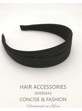 黑色宽发箍布艺褶皱光版简约韩国进口文艺淑女头箍压发发卡碎发
