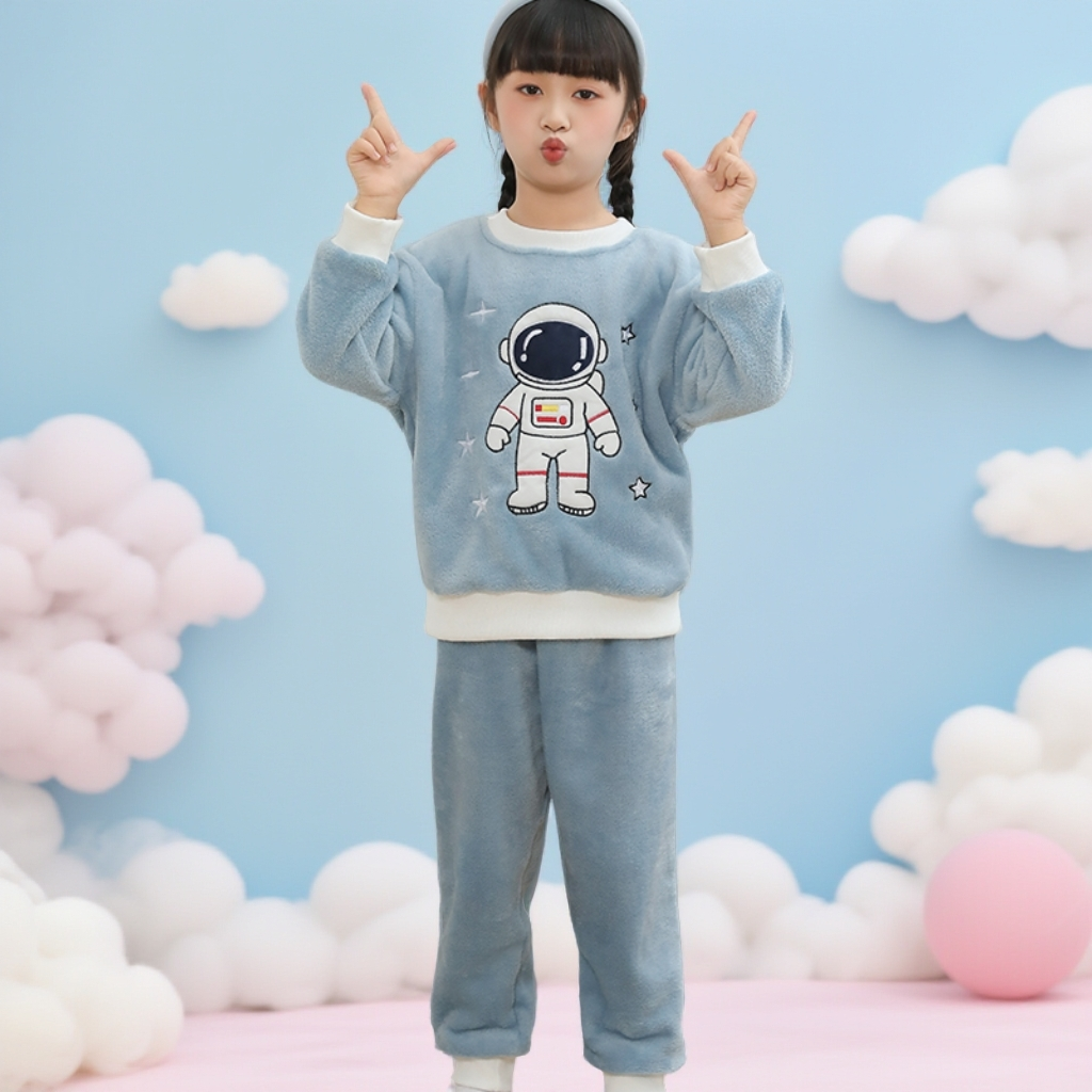 儿童睡衣女童秋冬法兰绒珊瑚绒加厚款中大童小女孩宝宝家居服套装