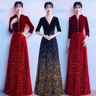 大合唱团新款演出服长裙成人女古筝主持独唱礼服指挥朗诵学生比赛