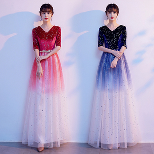 大合唱团演出服女长裙气质指挥服装学生成人合唱宴会主持人晚礼服