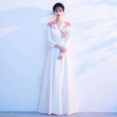 大合唱团指挥演出服女长裙2026新款 成人红歌表演比赛主持人晚礼服