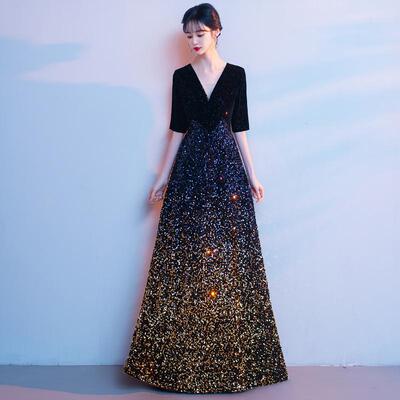 大合唱团演出服指挥钢琴高端亮片晚礼服2026新款高级感显瘦合唱服