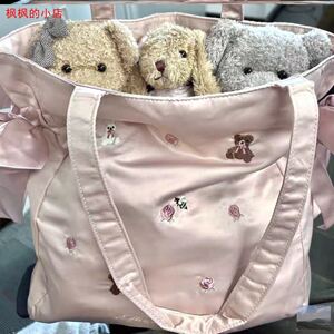 那片云定制女包手提包托特包单肩包兔熊刺绣新款蝴蝶结手提包