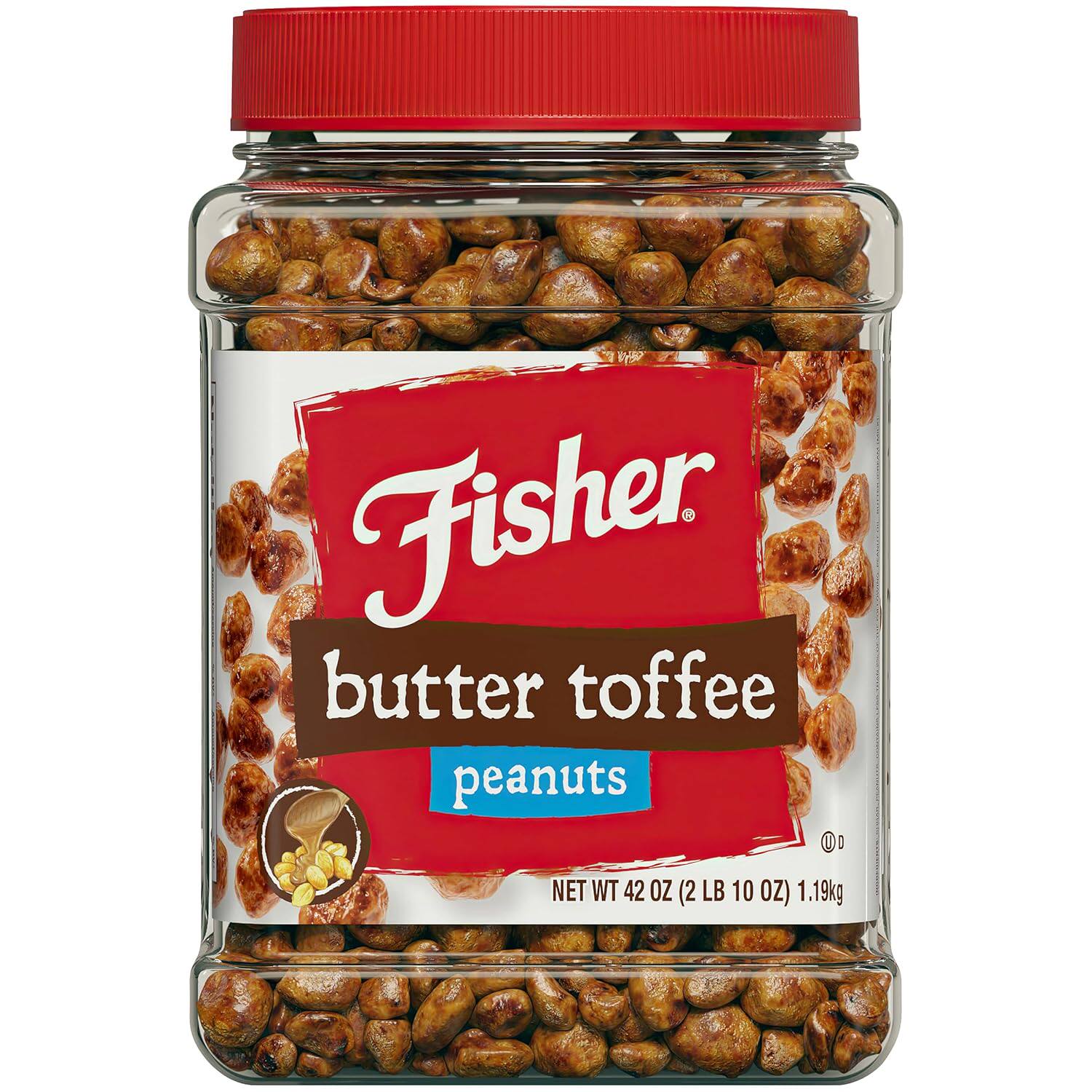 Fisher美国代购黄油太妃花生米42oz罐装坚果炒货零食
