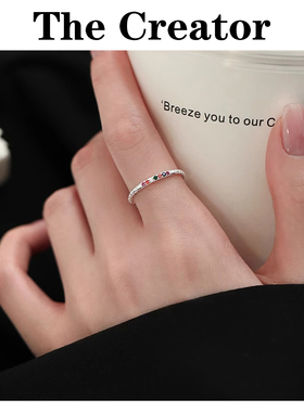 设计感轻奢~999纯银彩虹食指戒