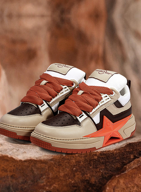 【明星同款】PENTAGONAL HEART五角心美拉德牛皮滑板面包鞋星星鞋