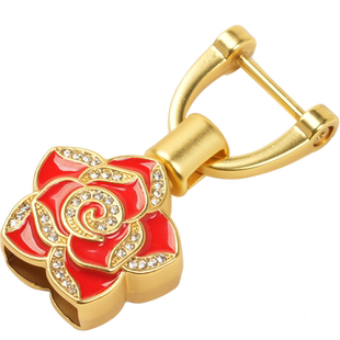 盘编龙鳞尾扣山茶花钥匙扣合金配件手工编织手绳diy材料编绳扣头