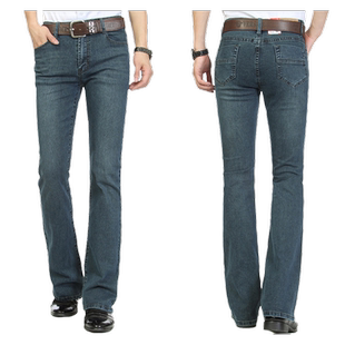 秋冬男士加绒微喇叭牛仔弹力修身中腰喇叭裤小喇叭四季款百搭休闲