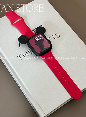 2025新款可爱卡通表壳红色硅胶表带适用苹果手表iwatchs10代s98se