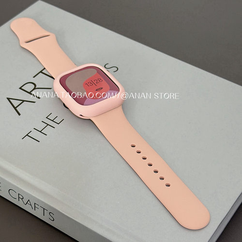 日韩可爱粉红软表壳表带适用applewatchs11苹果s10/se/s9简约百搭