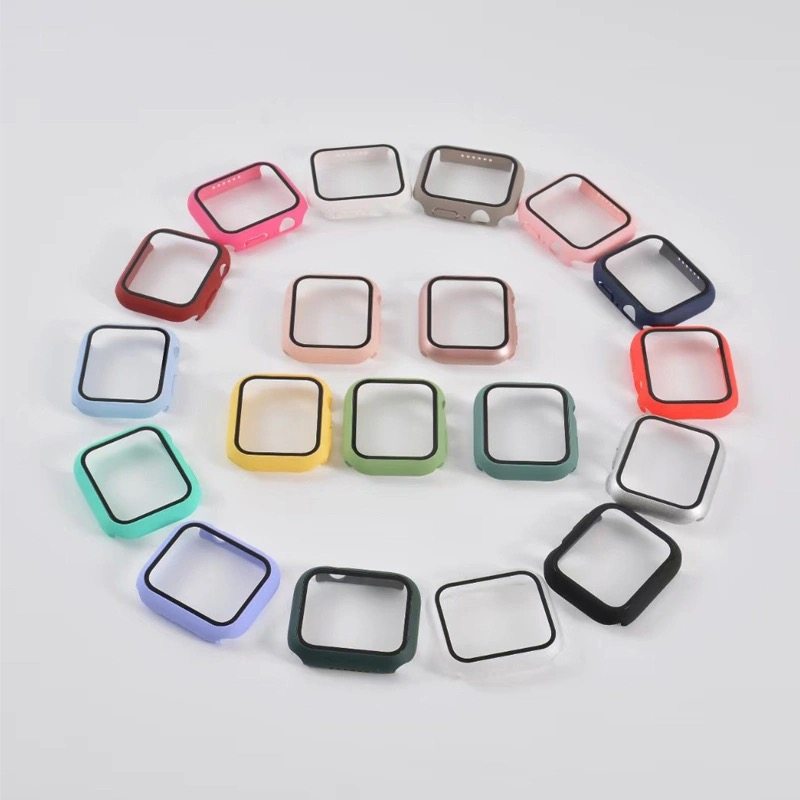 糖果色壳膜一体表壳硬壳适用苹果iwatch3/4/5/6/7/8/SE代表带新款