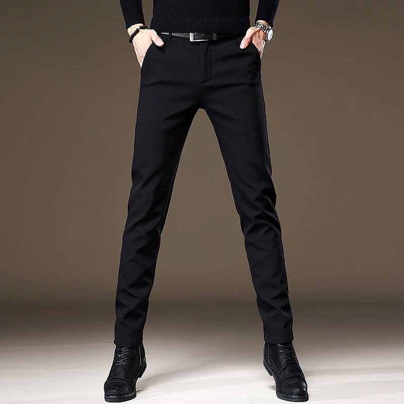 商務男士長褲潮流黑色彈力小腳褲