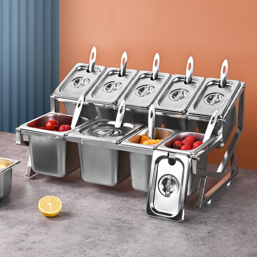 奶茶店小料盒份数盆专用伸缩架子