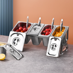 不锈钢份数盆架奶茶小料调料盒子果酱盒奶茶店专用分数盒架子商用