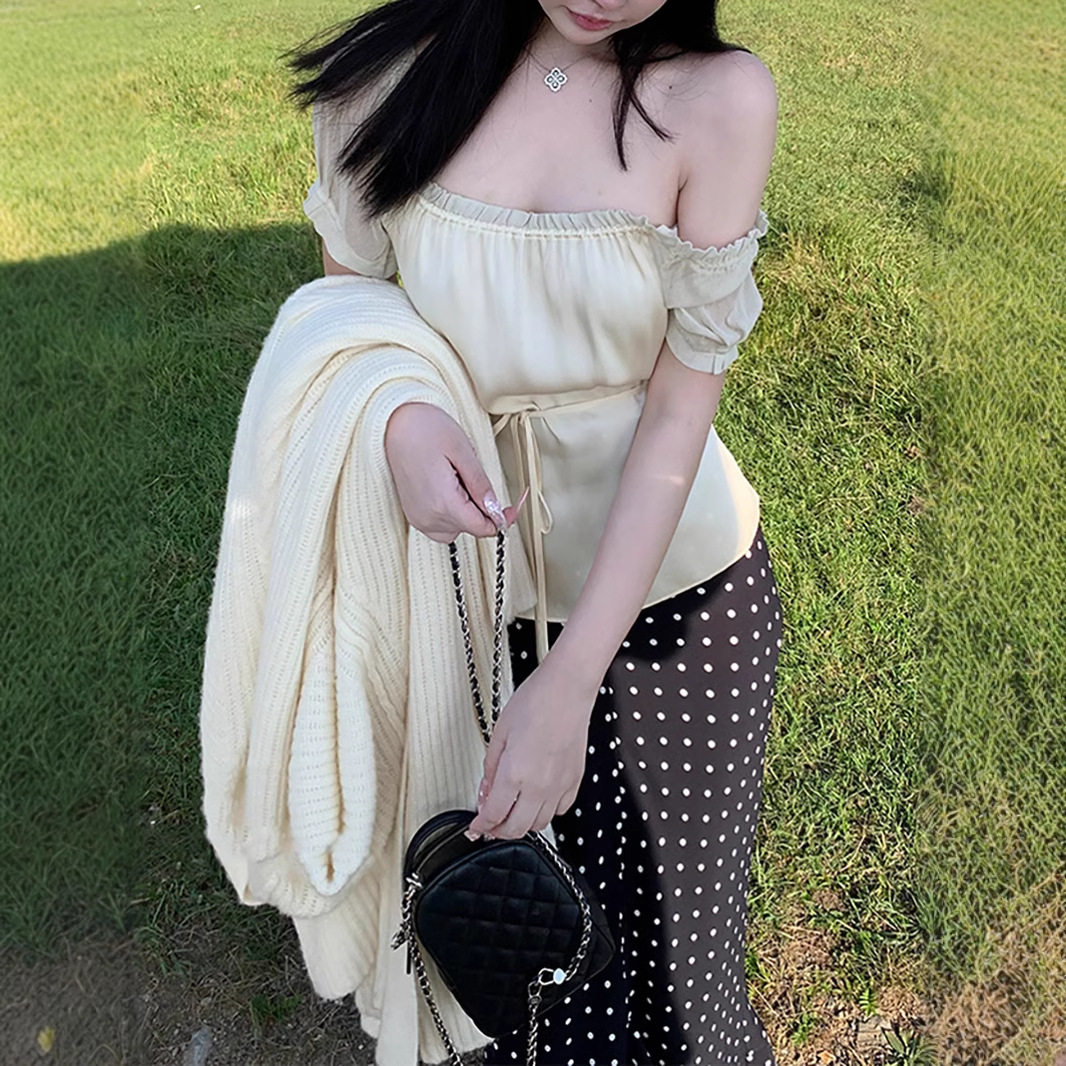 现货 日杂生活周记深秋单品搭配真丝上衣/波点鱼尾裙时尚简约女装