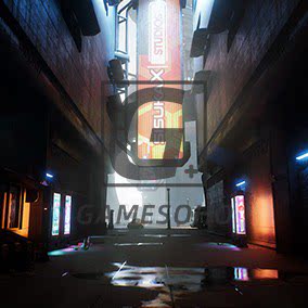 UE4虚幻赛博朋克都市城市夜景游戏场景素材Cyberpunk City Pack